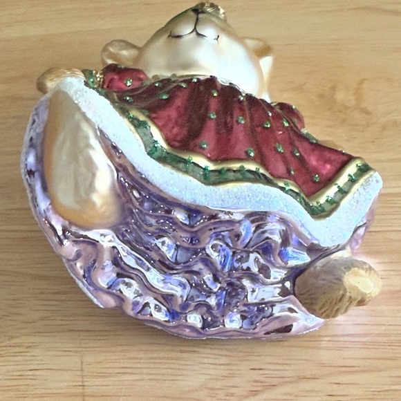 Fitz and Floyd Christmas Court Girl Teddy Bear Blown Glass Ornament Vintage - Picture 6 of 9